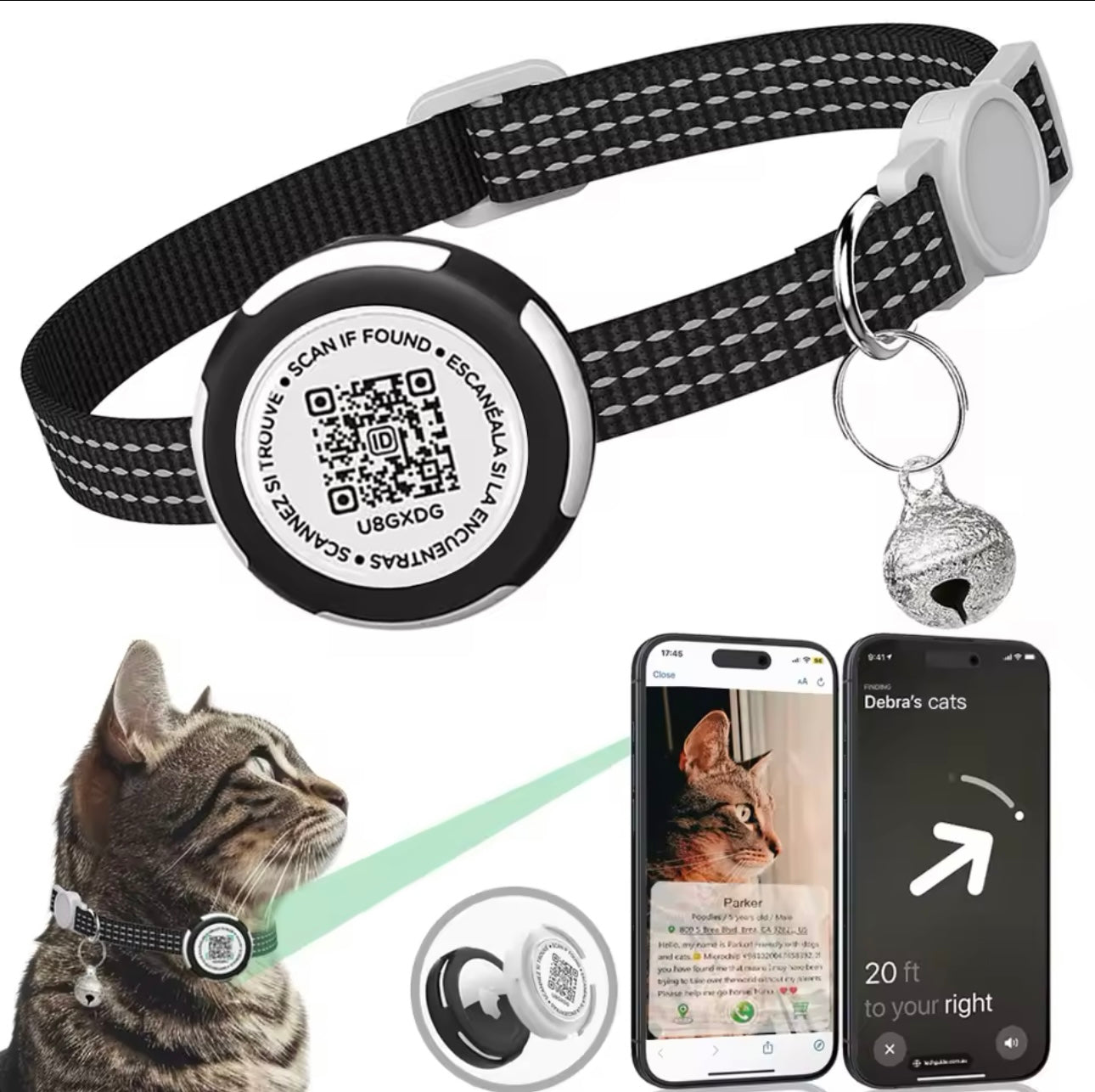Collier pour Chat avec Traqueur GPS – Étui Compatible AirTag, Réglable et Confortable