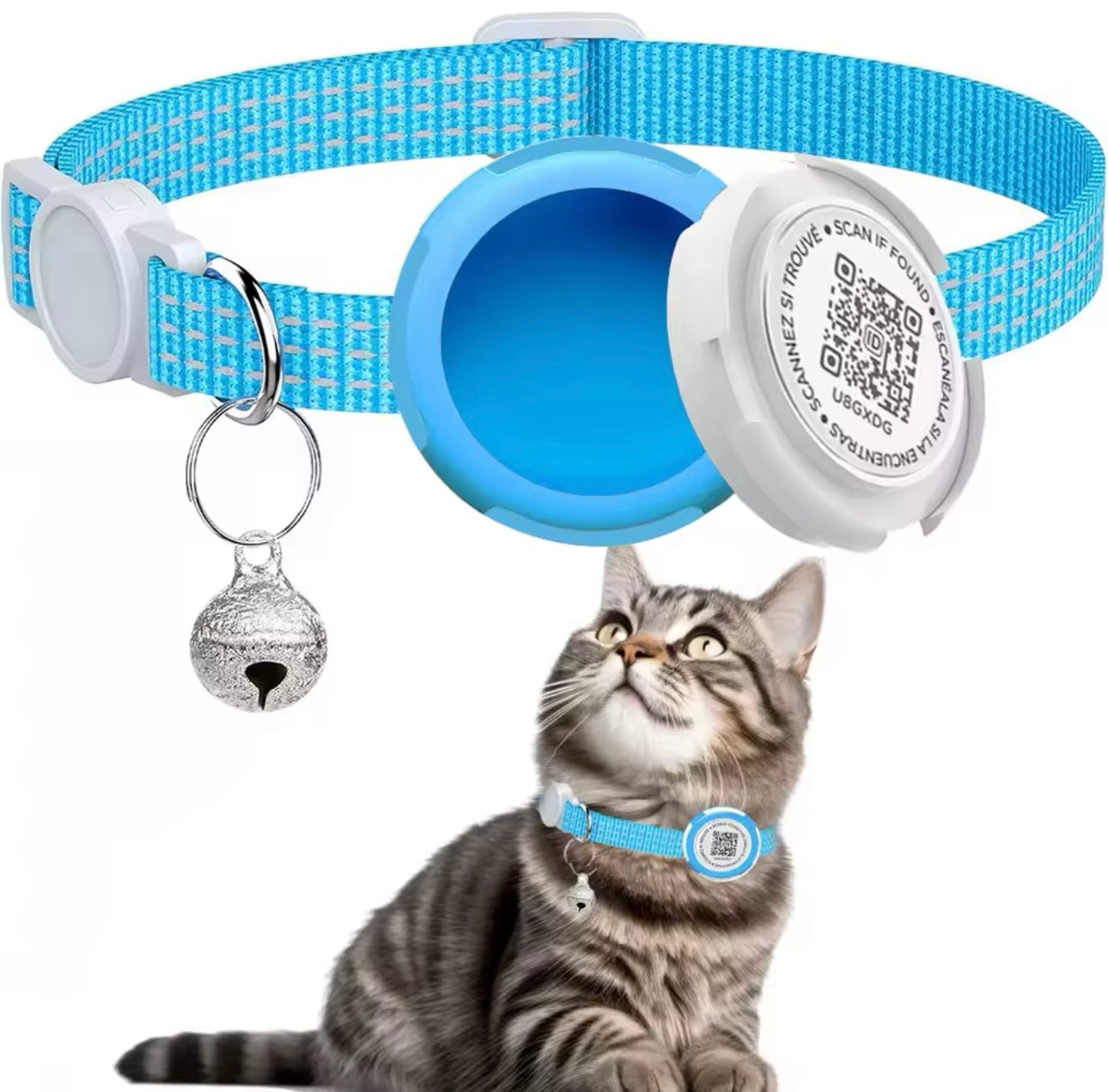 Collier pour Chat avec Traqueur GPS – Étui Compatible AirTag, Réglable et Confortable