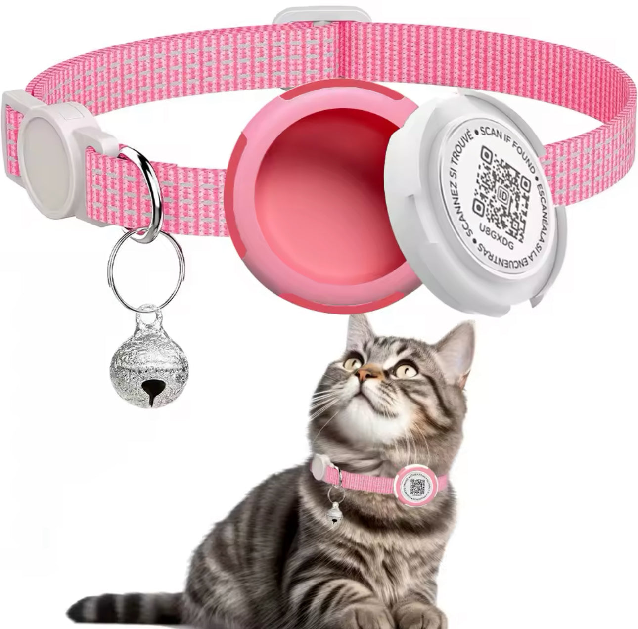 Collier pour Chat avec Traqueur GPS – Étui Compatible AirTag, Réglable et Confortable
