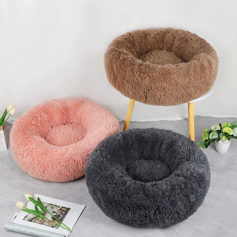🐾 Lit Douillet en Peluche – Panier Rond Ultra-Confort pour Chat