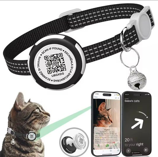 Collier pour Chat avec Traqueur GPS – Étui Compatible AirTag, Réglable et Confortable