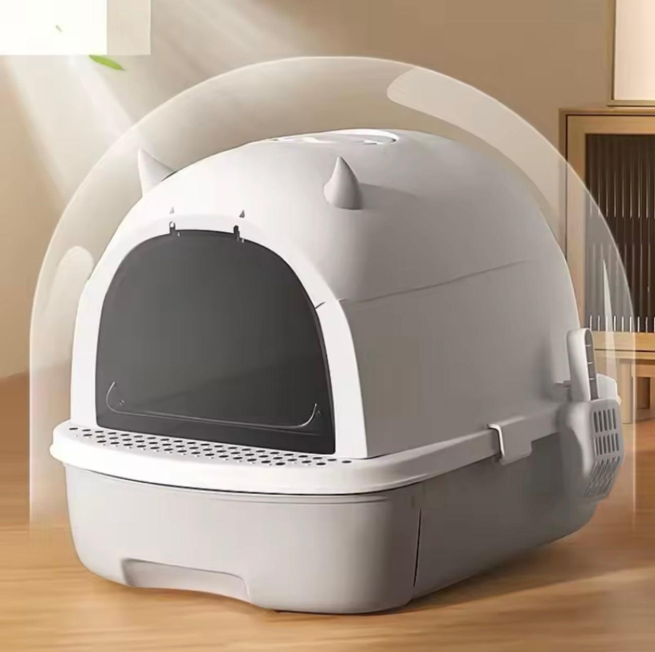 Maison de Toilette Fermée pour Chat – Grand Bac Extractible, Anti-Odeurs et Anti-Éclaboussures