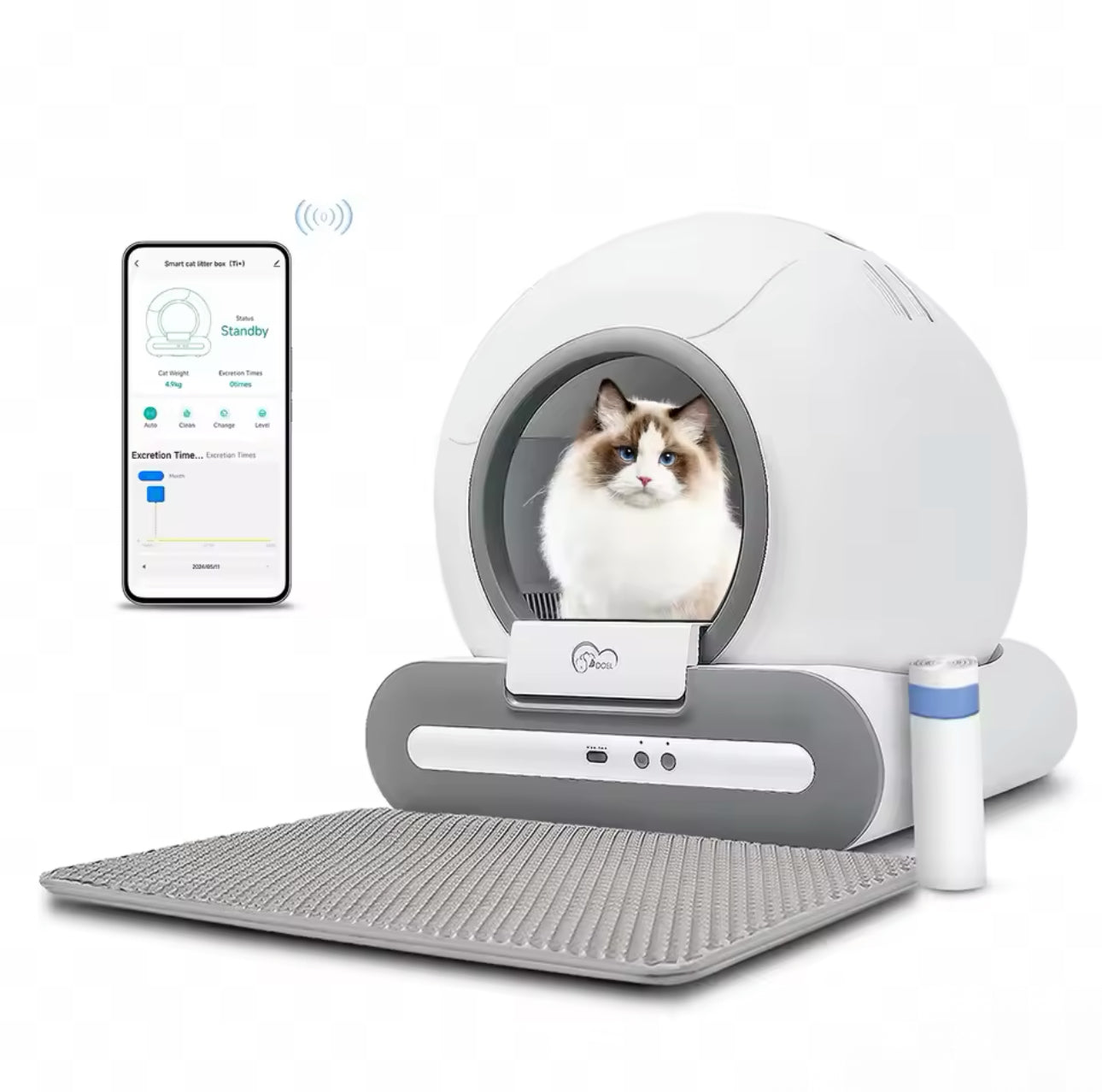 Bac à Litière Autonettoyant pour Chat – Connecté via Application | Silencieux & Intelligent