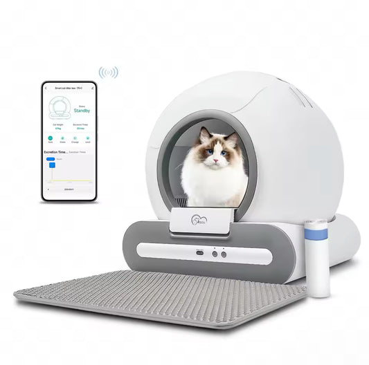 Bac à Litière Autonettoyant pour Chat – Connecté via Application | Silencieux & Intelligent