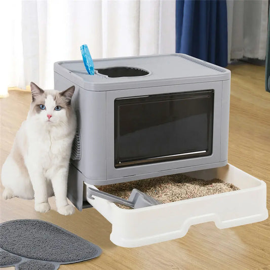 🐾 Bac à Litière pour Chat avec Tiroir – Design Pratique et Confortable