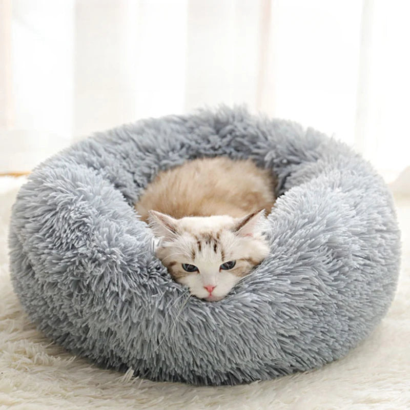 🐾 Lit Douillet en Peluche – Panier Rond Ultra-Confort pour Chat