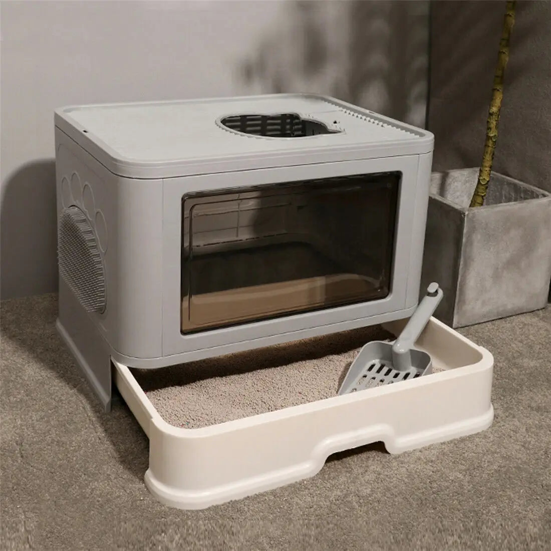 🐾 Bac à Litière pour Chat avec Tiroir – Design Pratique et Confortable